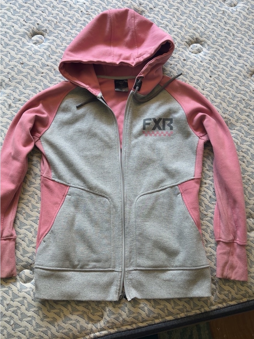 FXR Women's Pink and Gray Hooded Zip Sweater